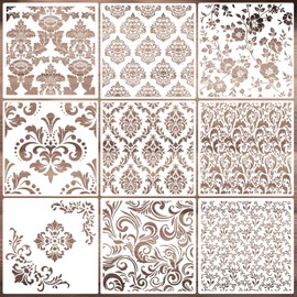 Damask Stencils for Walls 12inch Damask Stencil Large Texture Stencils for Painting on Wood Furniture Canvas Paper Fabric