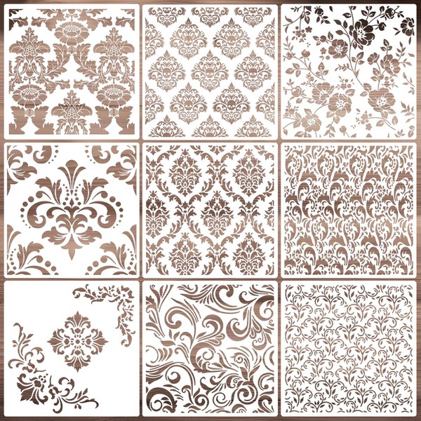 Damask Stencils for Walls 12inch Damask Stencil Large Texture Stencils
