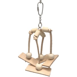 Mandarin Bird Toys by M&M 1070 Mini Spider Bead Yanker - Natural USA Sourced Vegetable Tanned Leather Parts, Chewing Fun for Pet Birds, Pullable Legs, Wood Beads, Beak and Feet Satisfying