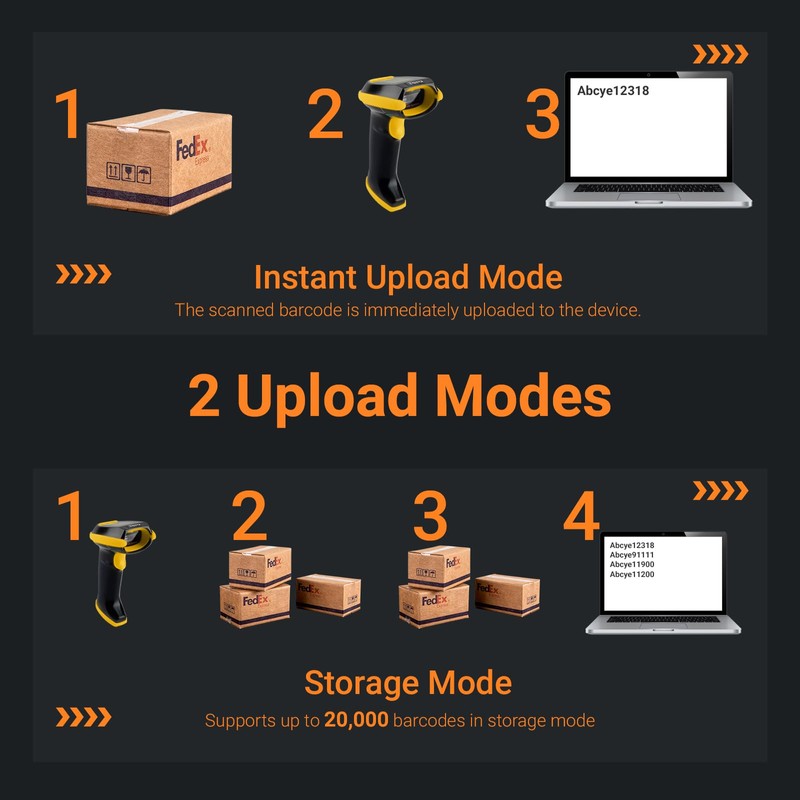 Tera 2D Wireless Barcode Scanner: with Digital Setting Screen &