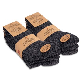 Footstar 6 Pairs of Norwegian Winter Wool Socks with Terry Cloth Plush Sole - 43-46