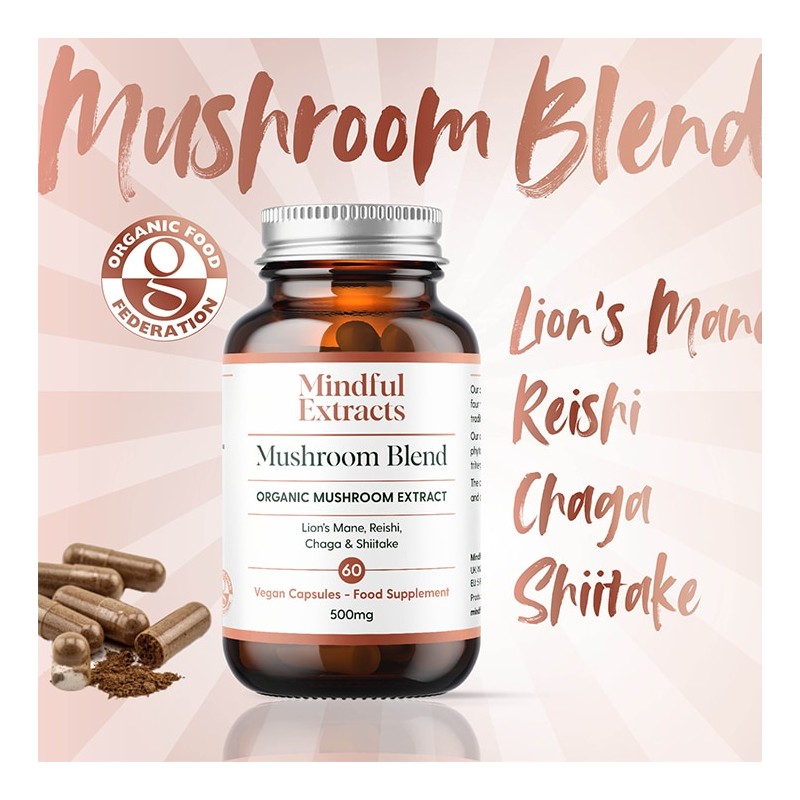 Mindful Extracts Organic Mushroom Extract Blend 60 Vegan Capsules
