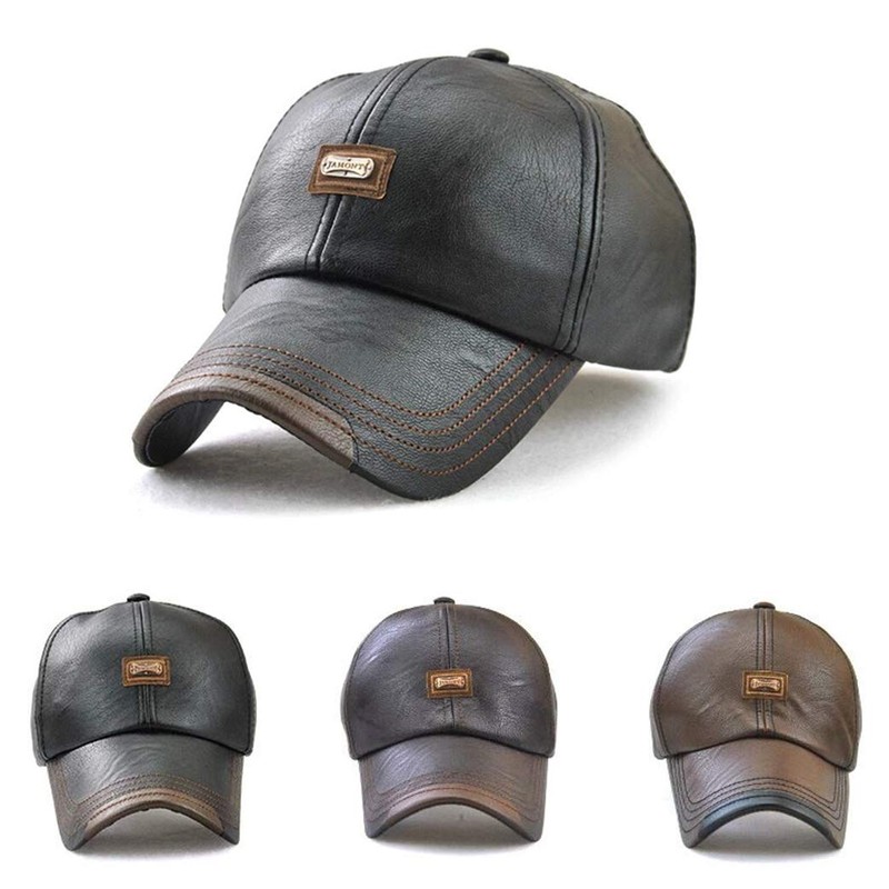 CHENNUO PU Leather Baseball Cap Men's Baseball Cap Outdoor Winter
