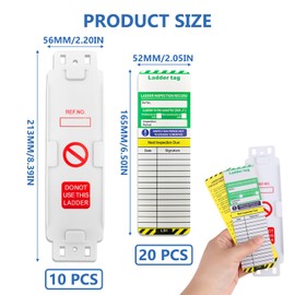 Ladder Tags,Waterproof Ladder Inspection Tags-10 Holders and 20 Ladder Inspection Tag Inserts Inspection Record Kit for All Ladder Types Protect Ladder Safety for Indoor & Outdoor