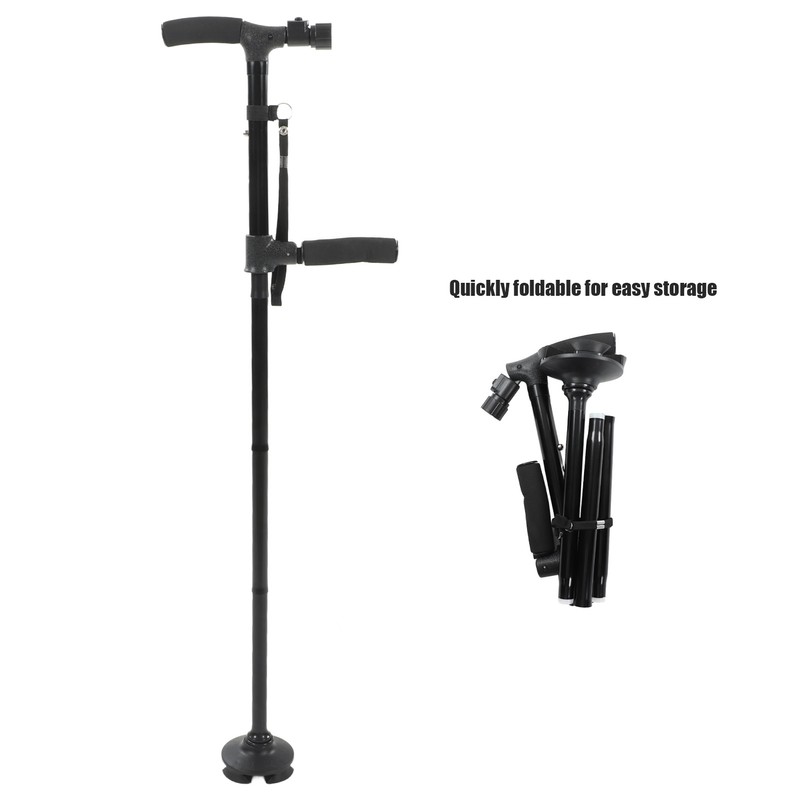 Folding Walking Cane with LED Light Anti Slip Bottom 360