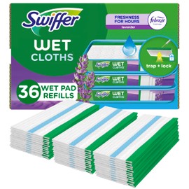Swiffer Sweeper Wet Mopping Cloth Multi Surface Refills, Mops for Floor Cleaning, Febreze Lavender Scent, 36 Count