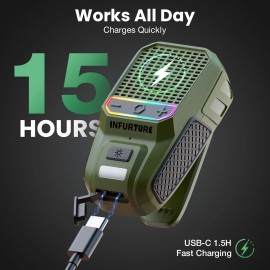 Infurture Clip on Bluetooth Speaker with RGB/Flashlight mini Bluetooth Speaker (Non-Mag...