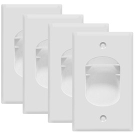 TOPGREENER Recessed Low Voltage Cable Wall Plate for Home Theaters, Size 1-Gang 4.50" x 2.75", Polycarbonate Thermoplastic, TG8881-4PCS, White (4 Pack)