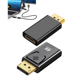 2Pack DisplayPort to HDMI Adapter 4K Gold Plated DP Male to HDMI Female Converter Compatible with Desktop Laptop PC HDTV Projector Windows XP/7/8/10/Mac