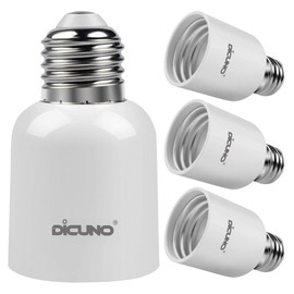 DiCUNO E26 to E39 Adapter, Medium E26 to Mogul E39 Screw Base Light Bulb Socket Converter, Maximum 300W and 165℃ Heat Resistant 4Pcs