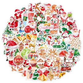 LZLPACKING Christmas Stickers 100 Pcs holographic Shiny Christmas Decorations Stickers as for Kids, Friends Including Christmas Tree, Snowflake, Santa Claus, elk, Decoration and Other Elements