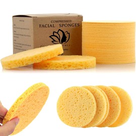 50 Compressed Facial Sponges, Esponja para Lavar la Cara, Esponjas Faciales, Fibra Comprimida Natural, Respetuosa con el Medio Ambiente y Reutilizable, Limpieza Facial Profunda y Desmaquillante.