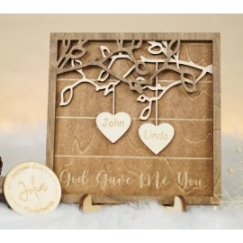 Hnadmade Christmas Wooden Frame with Decision Coin Romantic Anniversary Gift for Lovers