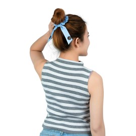 LOFBAZ Women's Hair Scrunchies with Buttons For Face Mask Ear Savers Protection Scrunchie Bow Ties Ponytail Accessories Sky Blue OS