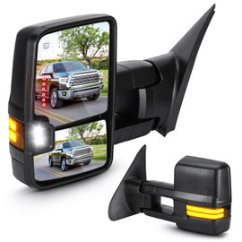 Towing Mirrors Heated for Toyota Tundra 2007-2017, Sequoia 2008-17 with Turn Signal Running Light Manual Folding Telescoping LH&RH