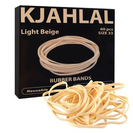KJAHLAL Rubber Band, 60 Pcs Light Beige Rubber Bands, Size 33 Strong Elastic Band Loop Office Supplies, Suitable for Office School Home