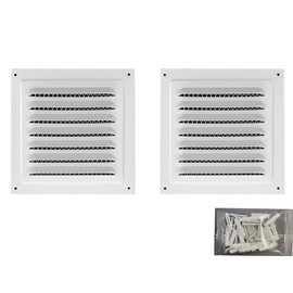 2pcs Attic Vent Soffit Vent Aluminum Wall Vent Metal Shed Vent Square Vent Louver Vent Grille with Built-in Insect Screen for Exterior Door House Attic Garage Ceiling (White 6" x 6"-2 Pack)