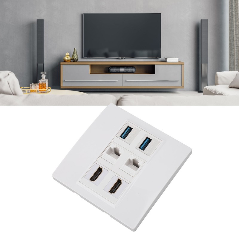 6 Port Multimedia Wall Plate 5Gbps 4K 60HZ HD Multimedia