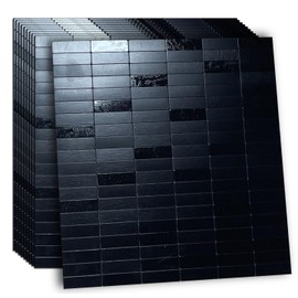XUANINY Peel and Stick Tile Backsplash Self- Adhesive Wall Tiles Aluminum Mosaic Sticker for Kitchen (11.33"x11.92" Per Sheet, Pack of 10 pcs) (Black Brushed 10)