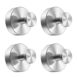 Siblaies 4 Stück Saugnapfhaken Saugnapf Haken Vakuum Saughaken Wiederablösbar Ohne Bohren Saughaken Handtuchhaken Wandhaken Edelstahl für Küche Badezimmer Glatte Fenster Wand Glas(Silber)