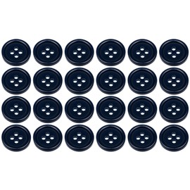 Pack of 24 Dark Blue Sew on 15mm Round Buttons Flat 4 Holes 24L 24 Ligne