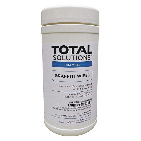 Total Solutions Graffiti Remover Wipes (40 ct. | 9-1/2 x 12 Sheets) | Also Highly Effective Against Paint, Enamel, Ink, and Permanent Marker.