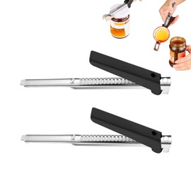 2Pcs Jar Opener,Bottle Opener and Ring Pull Can Opener,Effortless Arthritis Jar Opener Jar Openers Jar Openers for Arthritis Hands,Multifunctional Lid Opener for Weak Hands Seniors(Black)
