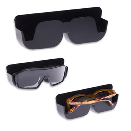 Smart-Planet Car Glasses Holder – Car Sunglasses Storage Holder Self-Adhesive with Felt Padding for Glasses in Car Glasses Case Storage Box
