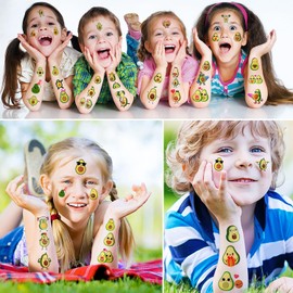 12 Sheets Avocado Temporary Tattoos Stickers Avocado Birthday Party Supplies Decorations Cute Fruit Face Fake Tattoos Party Favors Goodie Bag Fillers Party Gifts Games School Classroom Rewards