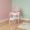 Kids Vanity Table Set With 360 Degree Rotating Mirror And