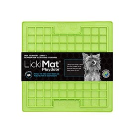 Lickimat Classic Playdate, Slow Feeder for Dogs, Boredom and Anxiety Reducer; Perfect for Food, Treats, Yogurt, or Peanut Butter. Fun Alternative to a Slow Feed Dog Bowl, Green