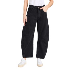 Free People Women's We The Free Good Luck Mid-Rise Barrel Jeans, Soundwave