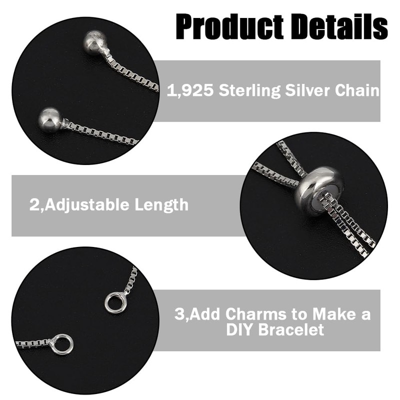 Beebeecraft 1 Box 2Pcs Chain Bracelet Making 925 Sterling Silver
