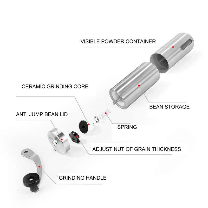 Manual Coffee Grinder Stainless Steel Conical Burr Bean with Hand