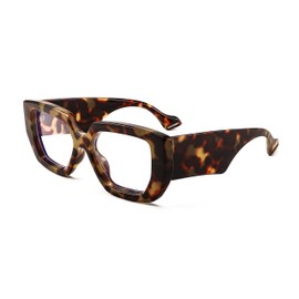 FEISEDY Blue Light Glasses for Women, Oversized Square Thick Frame, Computer Eyeglass Anti Eyestrain B4129