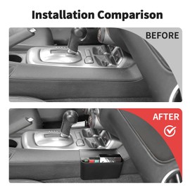 JWWY Gear Shift Shifter Storage Box Tray Organizer Compartment Fit for 2010-2015 Chevy Camaro Interior Accessories Black 2PCS