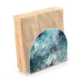 Napkin Holder Acrylic Napkin Holder for Table Kitchen Party Restaurant U Shaped Upright Napkin Dispenser Organizer Marble Blue