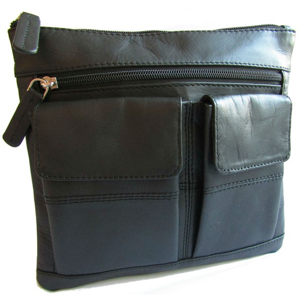 New ladies small black leather Visconti across body messenger bag