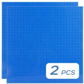 Yes Minizfigs 15"x15" Classic Baseplate for Building Bricks - X-Large 48x48 2-Pack - Blue