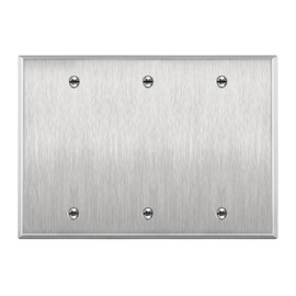 ENERLITES Blank Device Metal Wall Plate, Corrosive Resistant, Size 3-Gang 4.50" x 6.38", 7703, 430 Stainless Steel, UL Listed, Silver