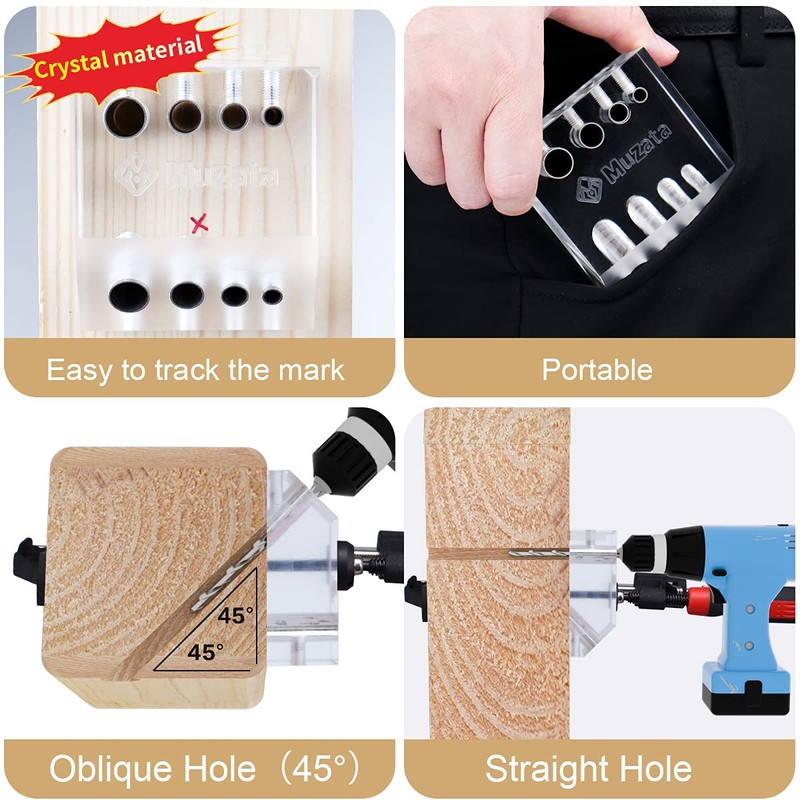 Muzata 45 90 Degree Cable Railing Angle Drill Guide Jig