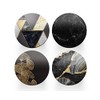 4 x Round Art Deco Coasters - Black Agate Marble