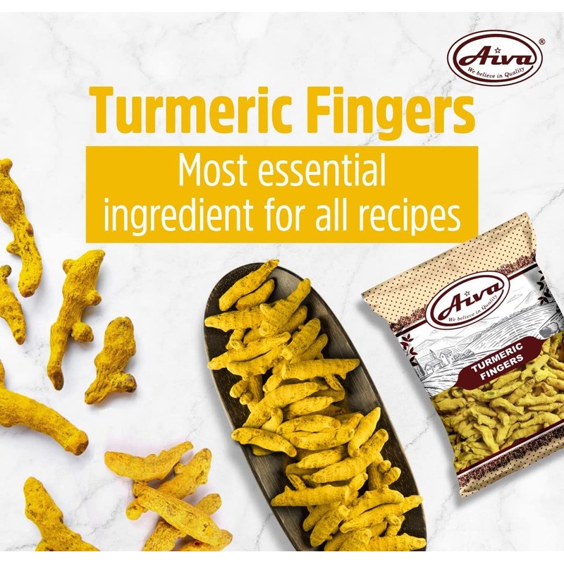 AIVA Dry Turmeric Roots | Fingers | Whole roots -