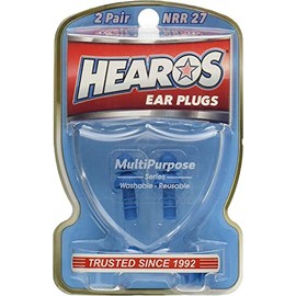 Hearos Multi-Purpose Reusable Silicone Ear Plugs Includes Free Case, 2 Pair (Pack of 2)