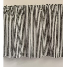 Valance Black and White Ticking Stripe Custom Window Treatment