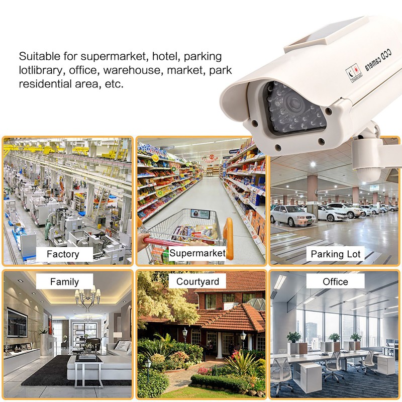 Solar Power Dummy Fake Camera Home Surveillance Simulation Waterproof Monitor