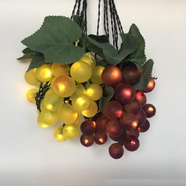 AMZSTAR Solar Grape String Light Outdoor Waterproof 80LED Grape Vine Hanging Lighting Simulation Fruit Decoration Small Tavern Garden Sunshade Umbrella Wedding Party Light (Purple)