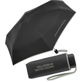 Benetton Pocket Umbrella Ultra Mini Flat Solid, Black-iceberg Green