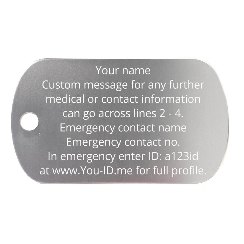 Medical Necklace Tag with QR Code, Engraved Medical Alert Tag,