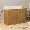 PRETYZOOM Hand-Woven Magazine Holder, Narrow Tall Wicker Magazine Basket, Natural
